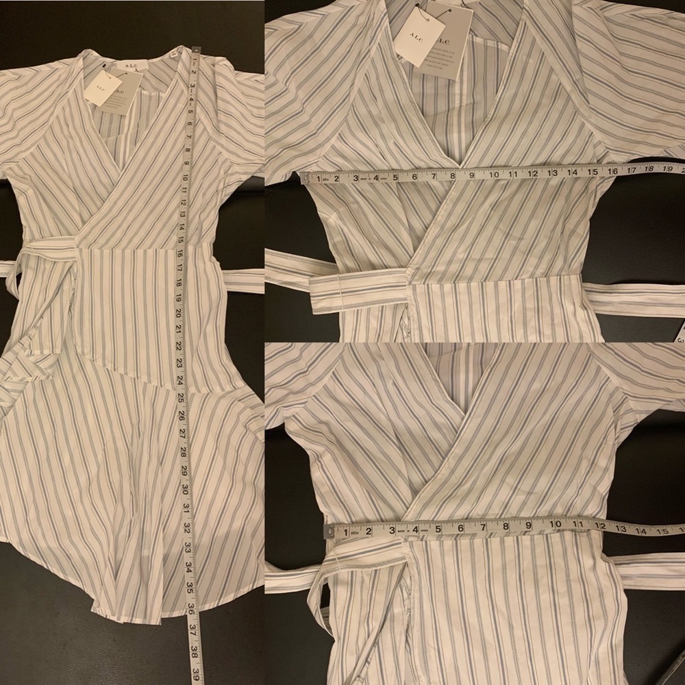 A.L.C. Enzo Dress Stripe Wrap Poplin White Salmon Size 2 NWT - Picture 7 of 9